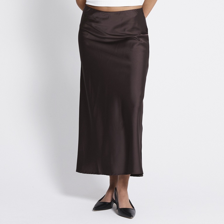 Satin skirt "Corinne" Brown